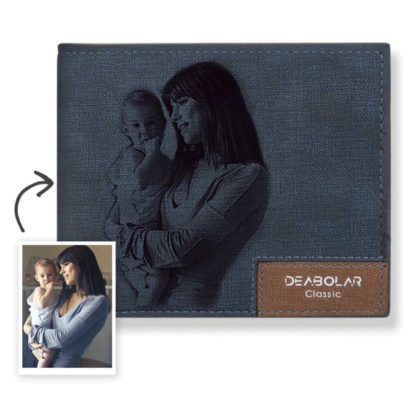 Men’s Bifold Short Custom Photo Wallet Blue