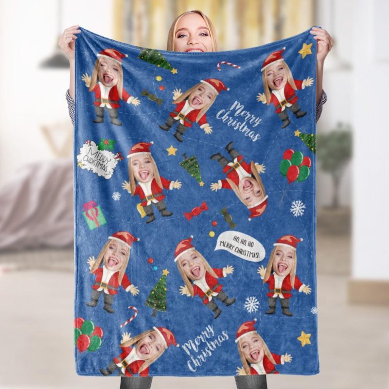 Custom Blanket with Face Christmas Gifts – Santa