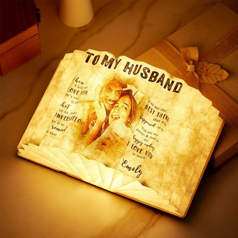 Custom Photo Book Lamp To My Wife Personalized Name Home Decor