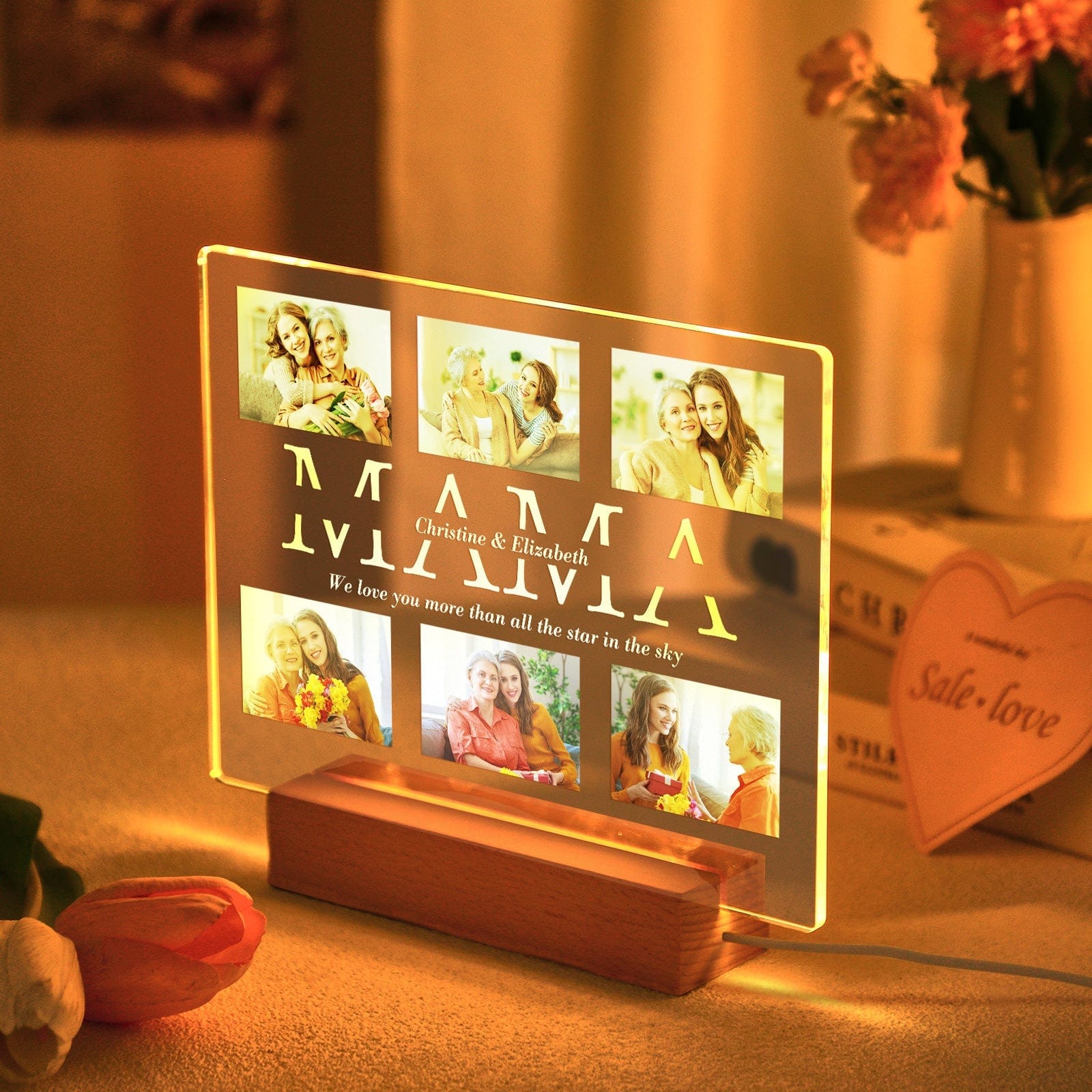 Custom Photo Night Lamp Personalized Acrylic LED Night Light with Text Mother's Day Gifts For Her - Image 2