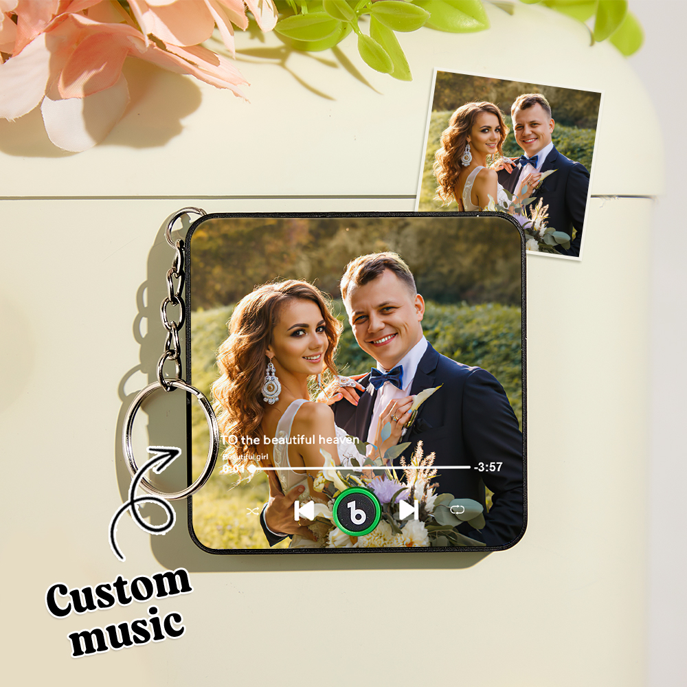 Custom Mini Music Fridge Magnet Keychain Personalized Photo Music Keychain Mini Magnet For Fridge That Can Play Songs Without Cellphone Anniversary Gifts - Image 2