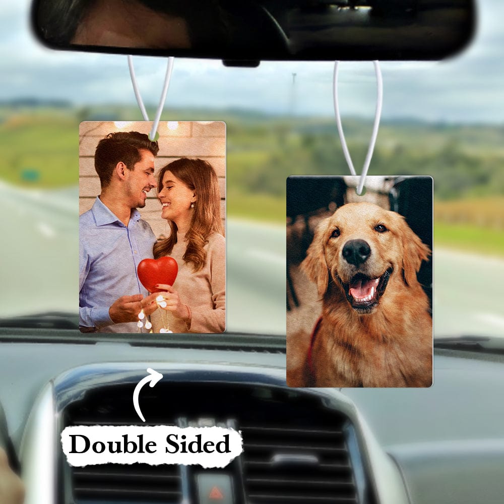 Custom Car Air Freshener with Photo Rearview Mirror Ornament Personalizd Gifts for Him Double Sided - Image 2
