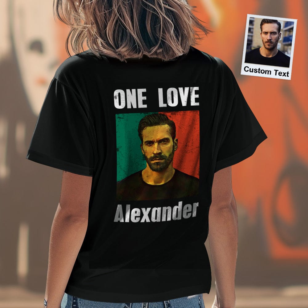 Custom Photo Vintage T-shirt Personalized Portrait Green and Red Rap Tee with Name - Image 2