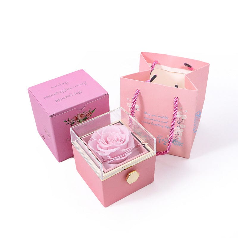 Creative Jewelry Box Rotating With Preserved Flower Gift Box for Her