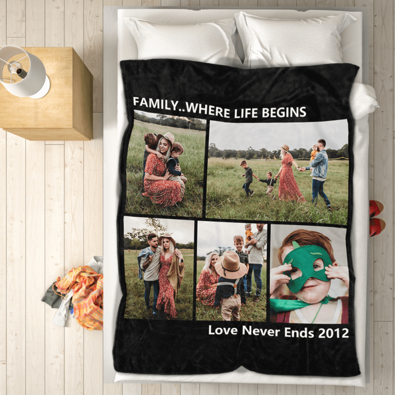 Picture Blankets Anniversary Gift for Lover with 5 Photos