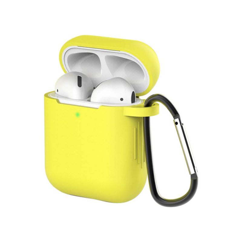 Bright Solid Color Silicone Keychain AirPods  Earphone Case