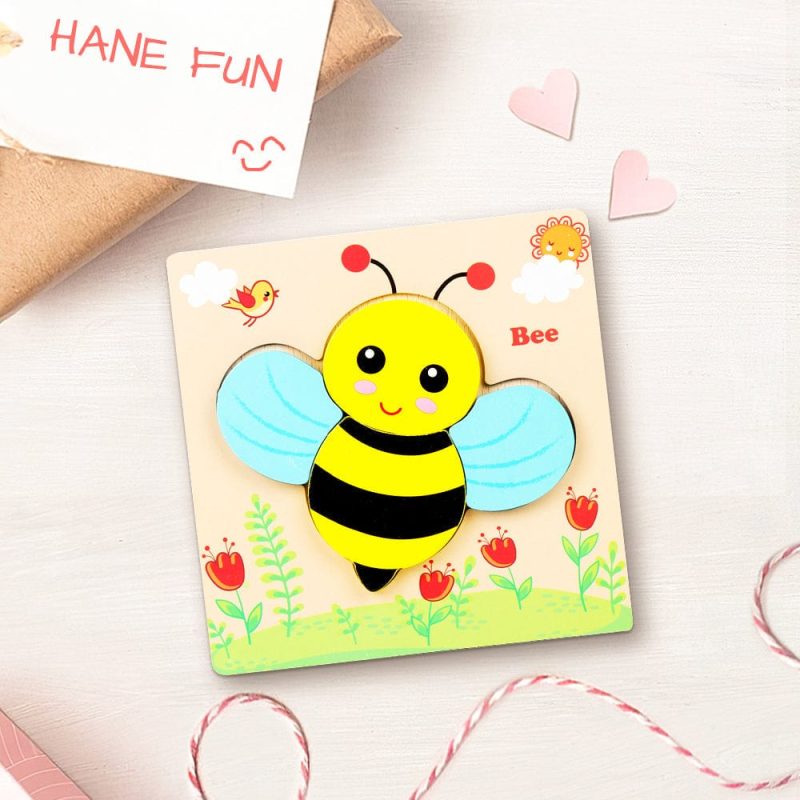 Wooden 3D Jigsaw Puzzle Bee Shape Puzzles Educational Learning Montessori Toys for Toddlers