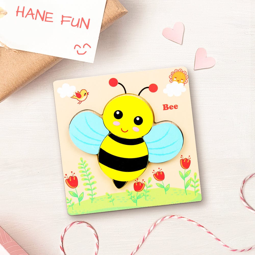 Wooden 3D Jigsaw Puzzle Bee Shape Puzzles Educational Learning Montessori Toys for Toddlers