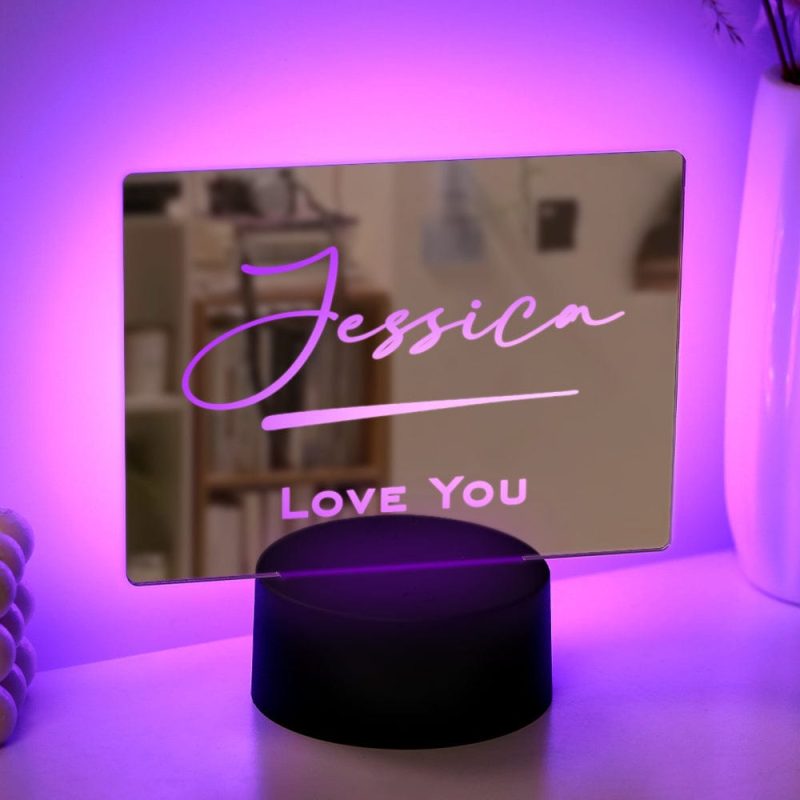 Custom Engraved Mirror Lamp Colorful Night Light Home Gift