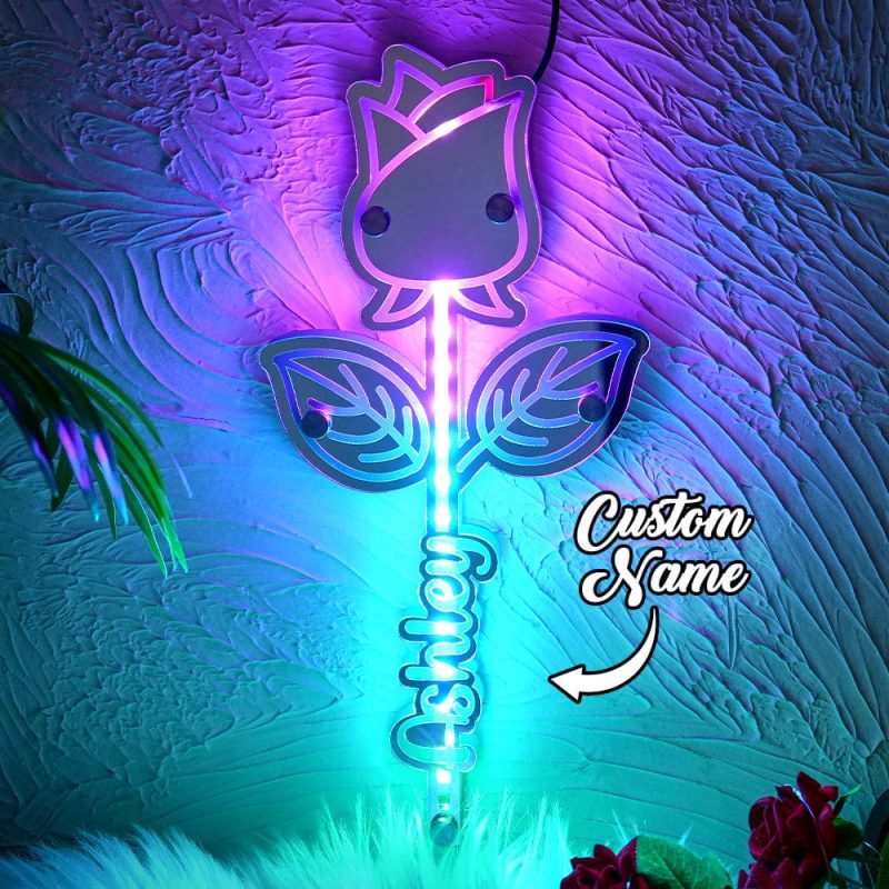Custom Rose Mirror Light with Name Personalized Gift for Her