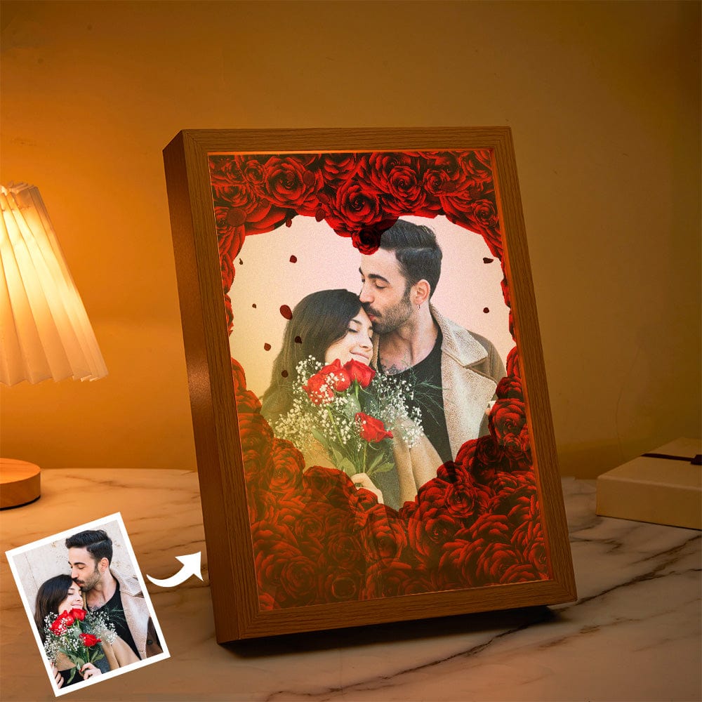 Custom Photo Lamp Personalized Light Rose Heart Christmas Gifts for Her