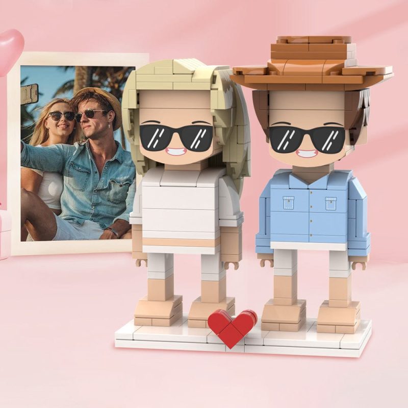 Valentine’s Day Gifts Customizable Fully Body 2 People Custom Brick Figures Persanalized Cute Face Brick Figures