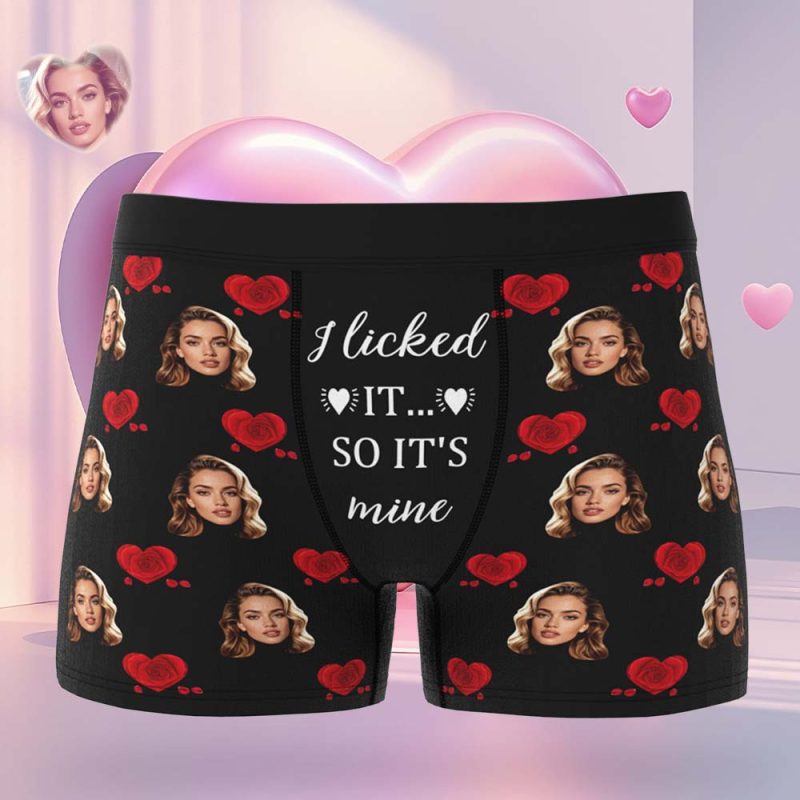 Custom Face & Name Men’s Boxer Shorts Underwear Rose Secret Personalized Boxer Briefs for Boyfriend Husband GiftUS