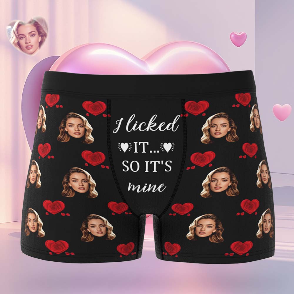 Custom Face & Name Men's Boxer Shorts Underwear Rose Secret Personalized Boxer Briefs for Boyfriend Husband GiftUS