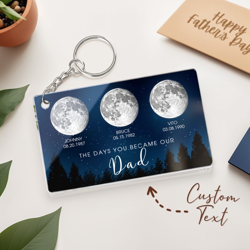 Personalized Starry Night The Day You Became Dad Keychain Custom Dad Acrylic Keychain Custom Birth Moon Phase Father’s Day Gift – soufeeluk