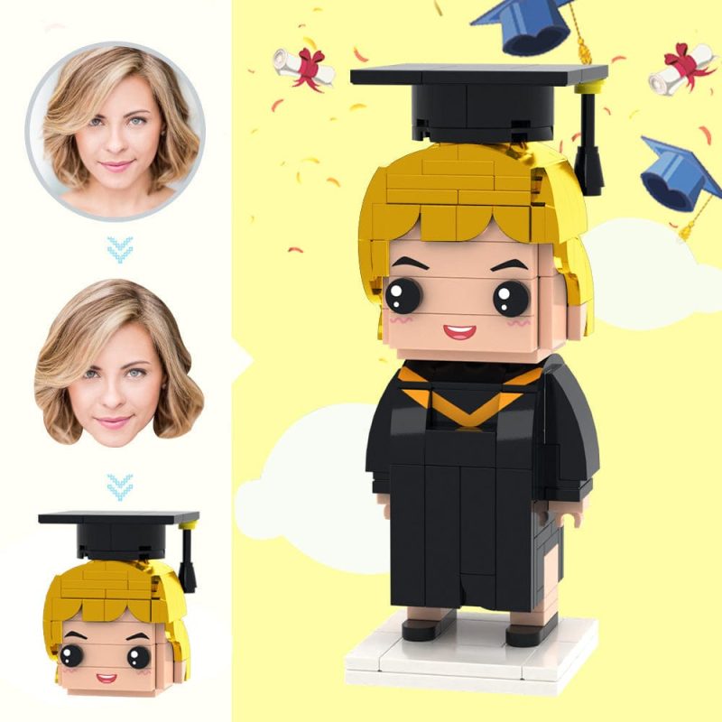 Graduation Gifts Custom Head Brick Figures Personalized Bachelor of Engineering Uniform Brick Figures Small Particle Block Toy Father’s Day Gift Ideas
