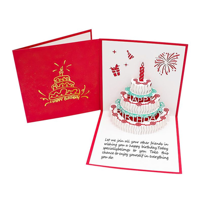 Custom Birthday Cards 3D Pop Up Cards Led Light Birthday Cake Music Greeting Cards Gifts