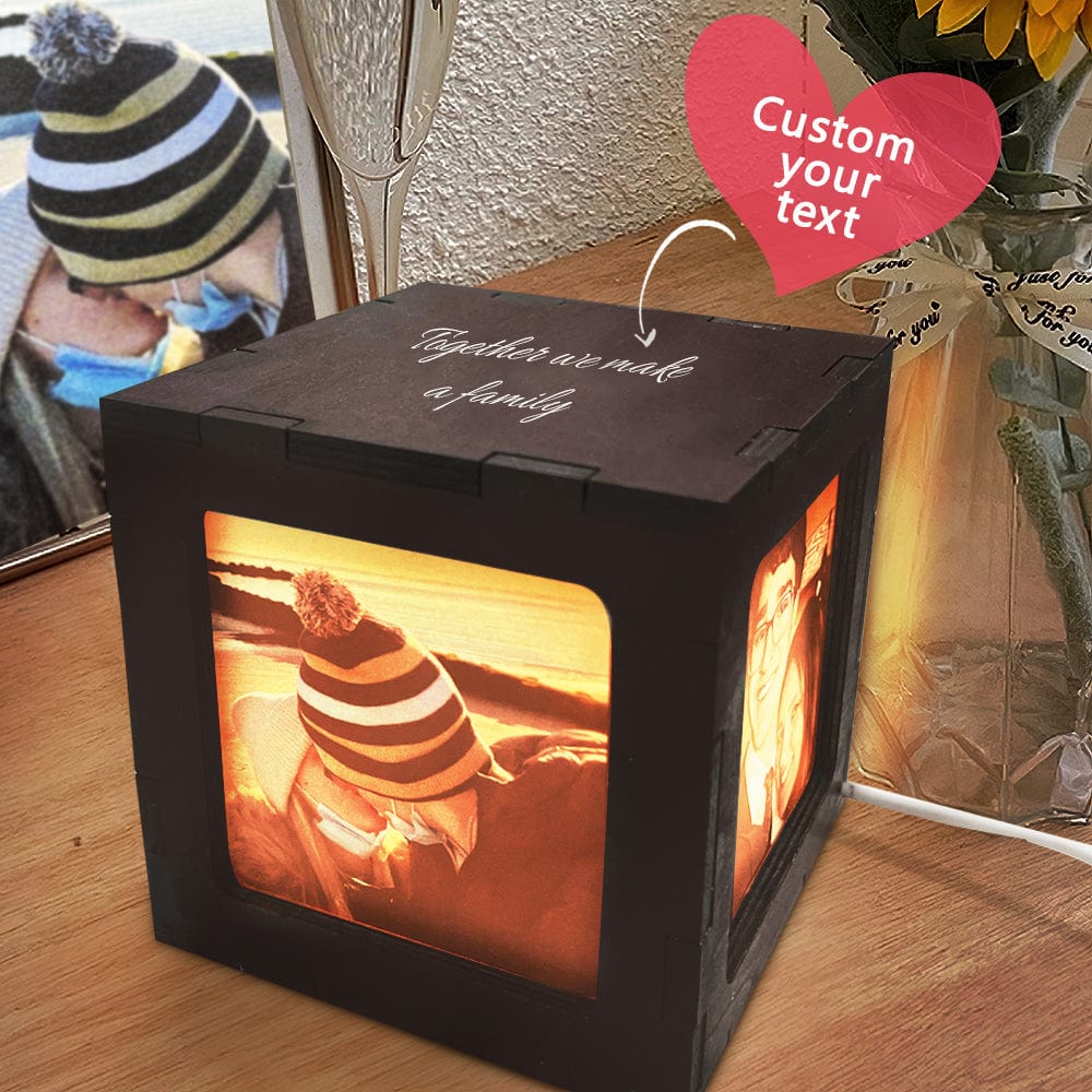 Custom Photo Cube Box Light Personalized Wooden Photo Frame Night Light Gift Wedding Gift - Image 2