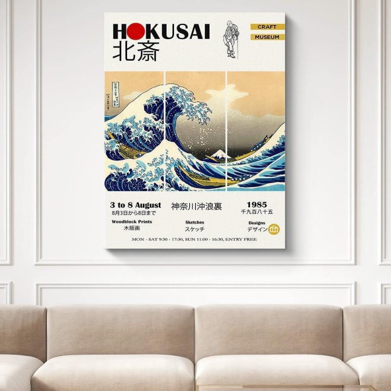 Custom Photo Canvas The Great Wave Exhibition Poster Hokusai