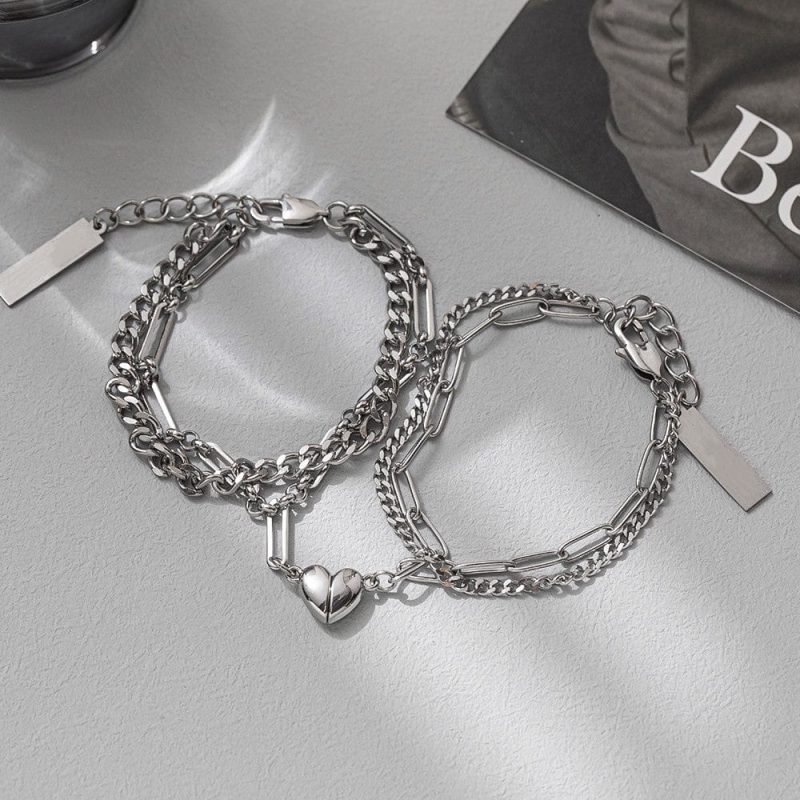 Magnetic Couple Bracelet Set Double Layer Design Valentine’s Day Gift for Couples