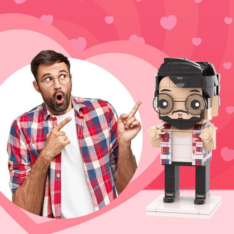 Valentine’s Day Gifts for Man Full Body Customizable 1 Person Custom Brick Figures
