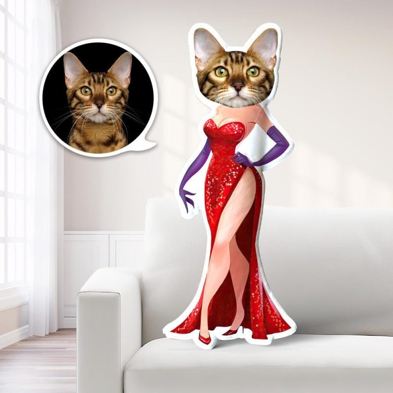 Sexy Lady Photo Pillow Cat Face Pillow Personalized Pet Pillow Custom Pillow Costume MiniMe Doll