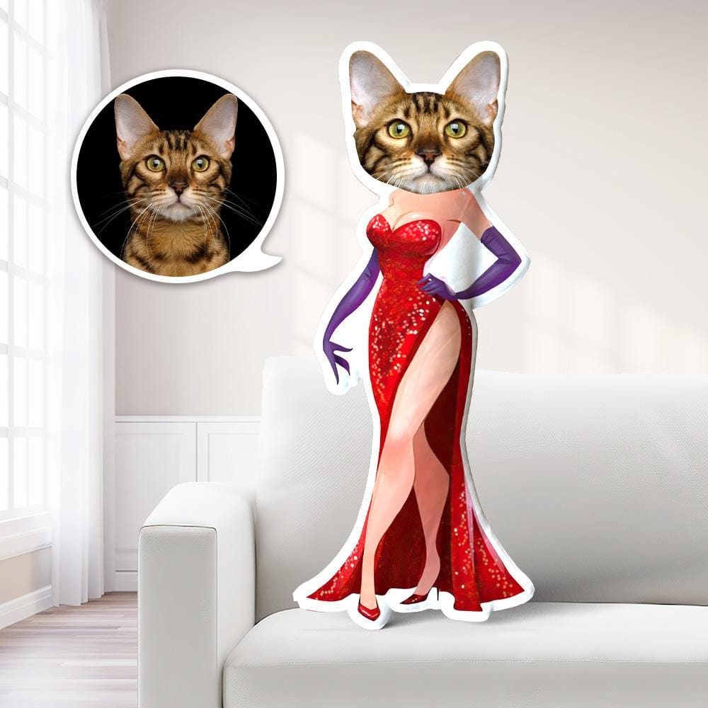 Sexy Lady Photo Pillow Cat Face Pillow Personalized Pet Pillow Custom Pillow Costume MiniMe Doll