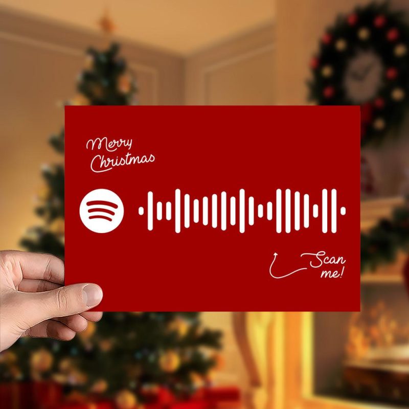 Cuddle Up, Cozy Down Christmas Spotify Code Music Greeting Card