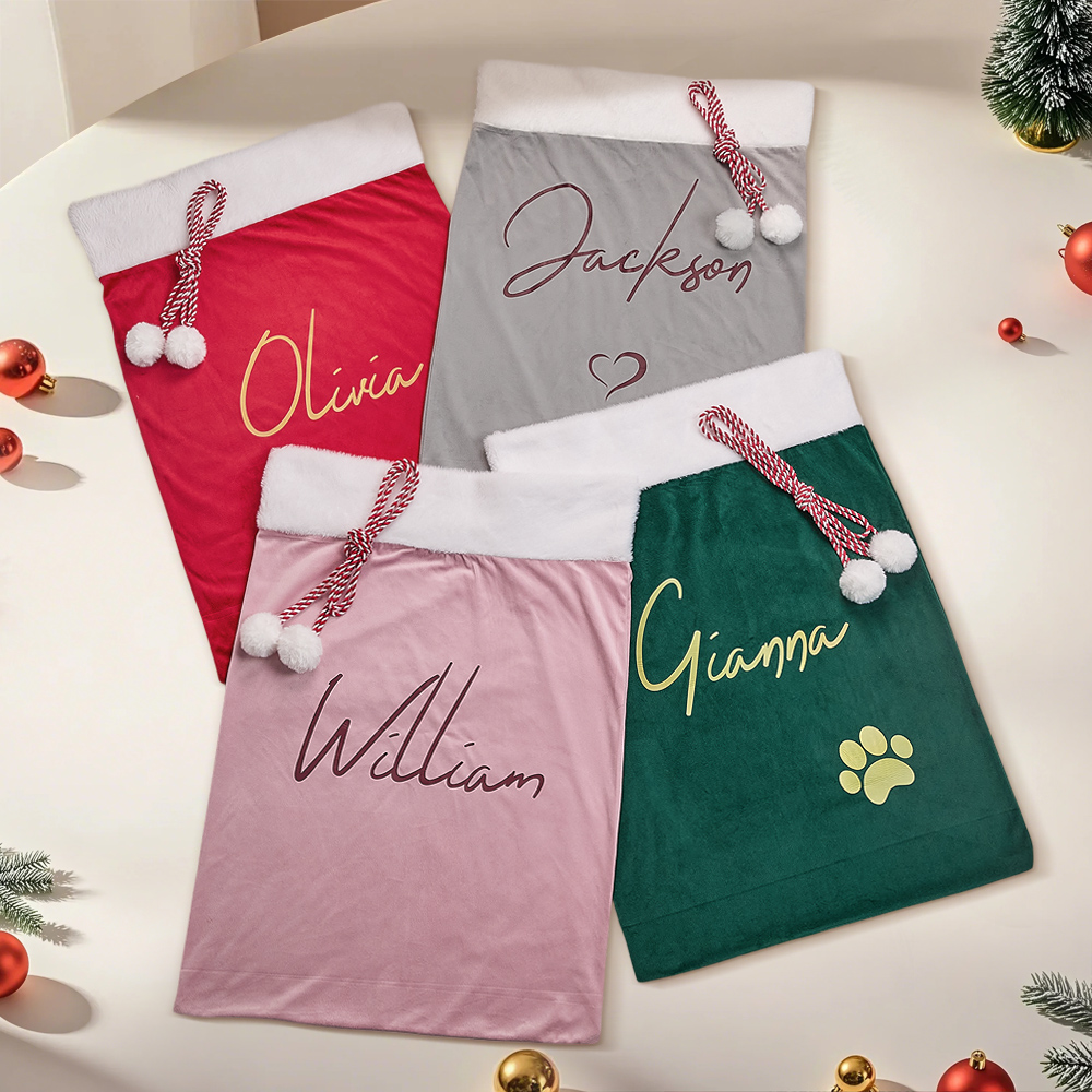 Christmas Santa Sack, Personalised Velvet Santa Sack, Christmas Gift Bag for Kids and Adults and pet, Christmas Gift Bag, Xmas. - MyFaceBoxer - Image 2