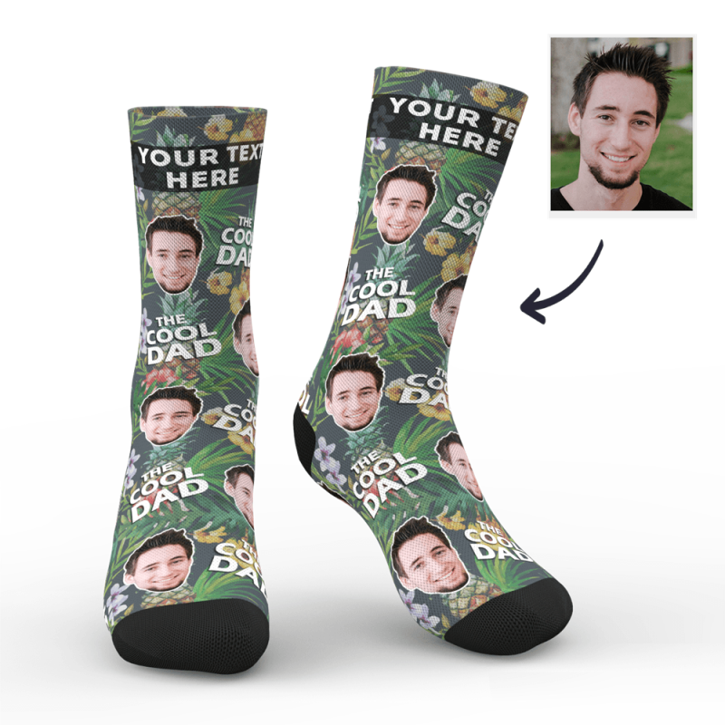 Father’s Day Socks Father’s Gift Funny Face Socks Mash With Text -Hawaiian Style