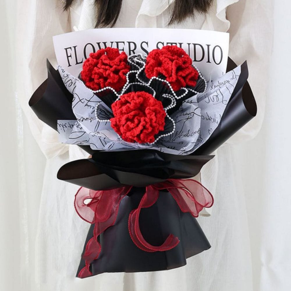 Crochet Flowers Bouquet Handmade Knitted Carnation Bouquet Gift for Her