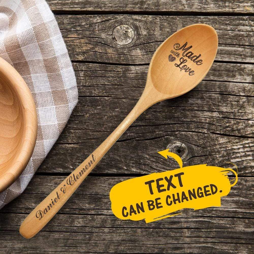 Custom Engraved Spoon Personalized Wooden Spoon Mom Gifts - Made With Love - Image 2