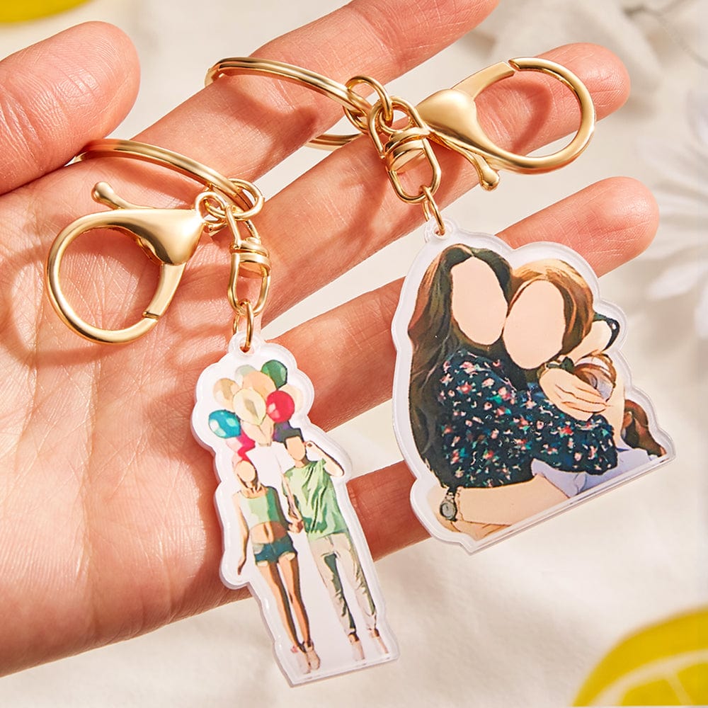 Custom Portrait Keychain Faceless Portrait Personalized Portrait Keyring Anniversary Gift Friendship Keyring - Image 2