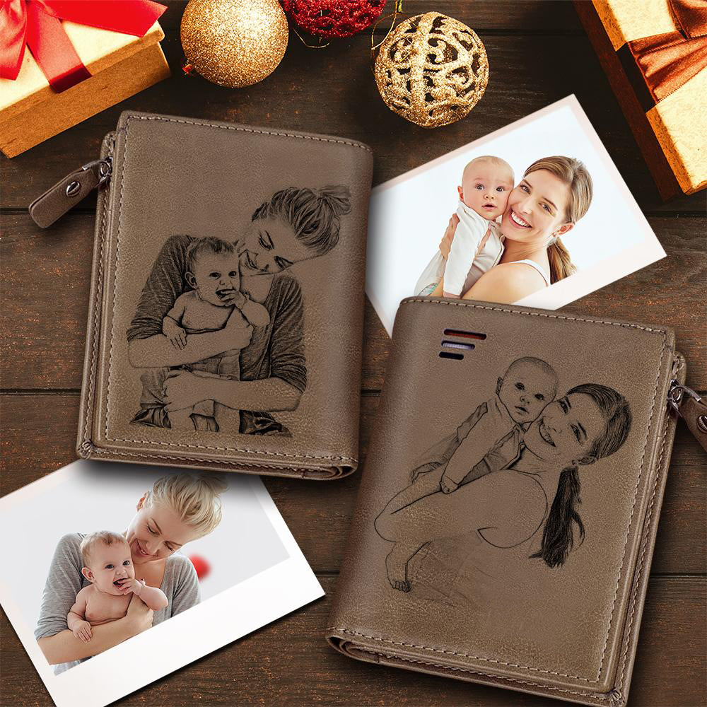 Custom Short Double-Sided Photo Engraved Wallet