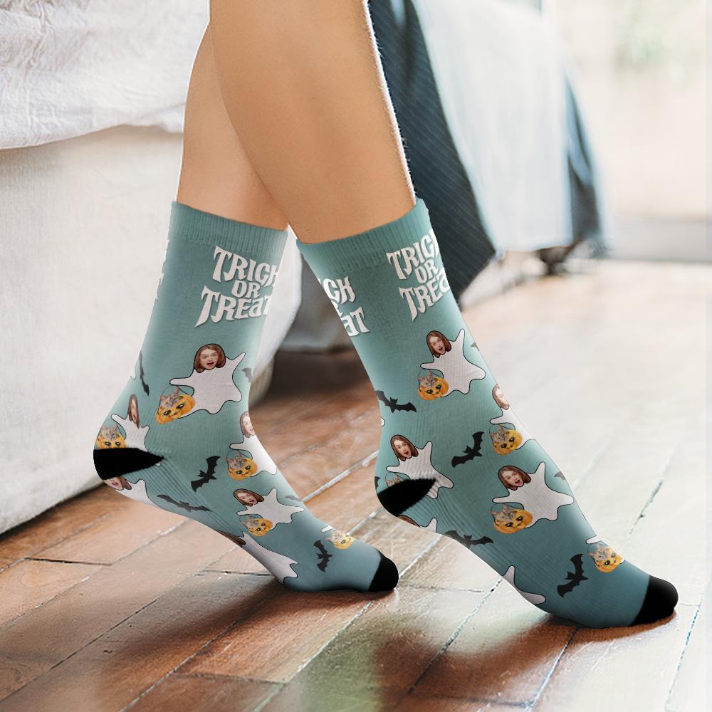 Halloween Face Socks Trick Or Treat Face Socks Halloween Gifts for Cat Lovers - Image 2