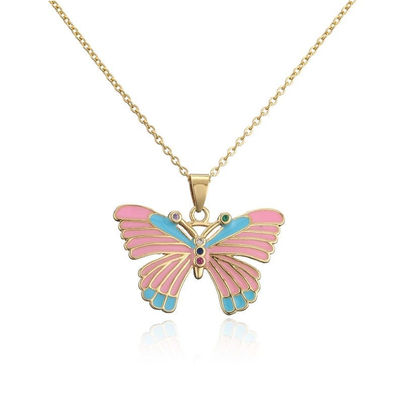 Butterfly Necklace Colorful Oil-dripping Pink Valentine’s Day Gifts