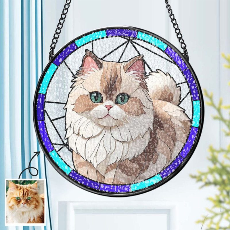 Personalized Pet Portrait Glass Suncatcher Pet Remembrance Indoor Ornament Gifts for Pet Lovers