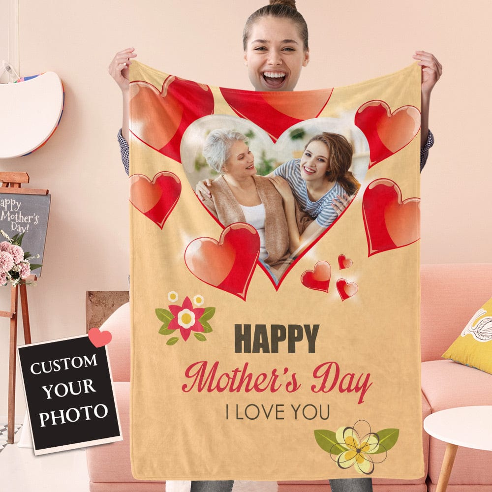 Mother's Day Blanket Personalized Photo Blanket Gift for Her - Happy Mother's Day