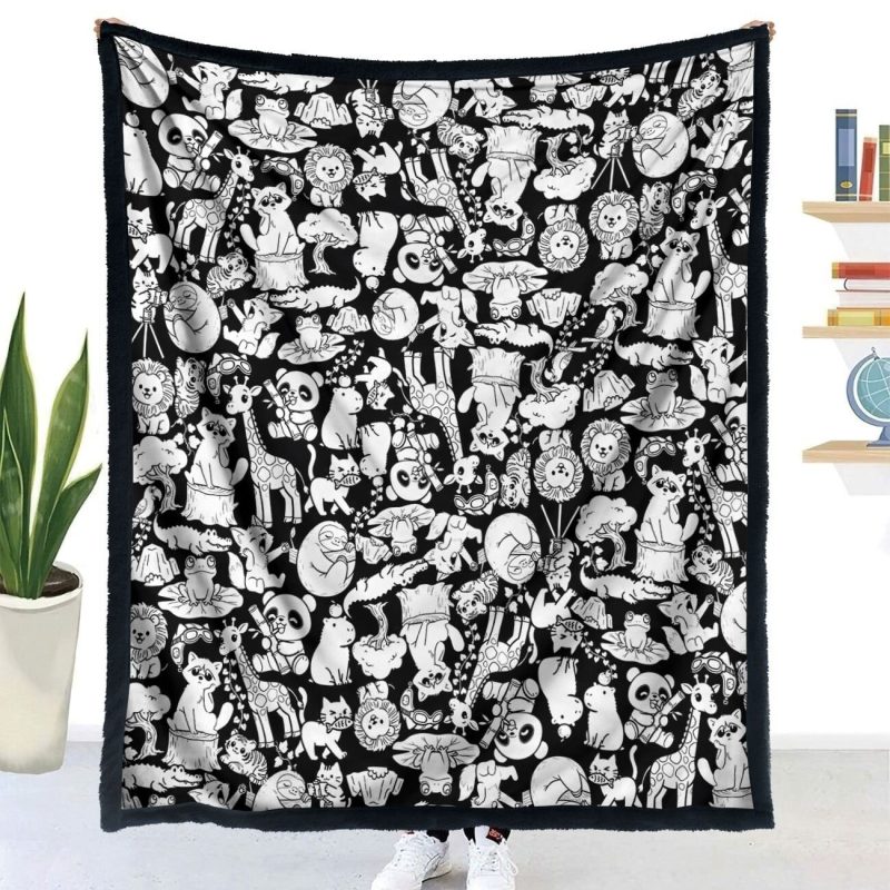 DIY Coloring Blanket Handmade Graffiti Blanket Creative Blanket For Kids And Adults Sika Deer Lion Animal