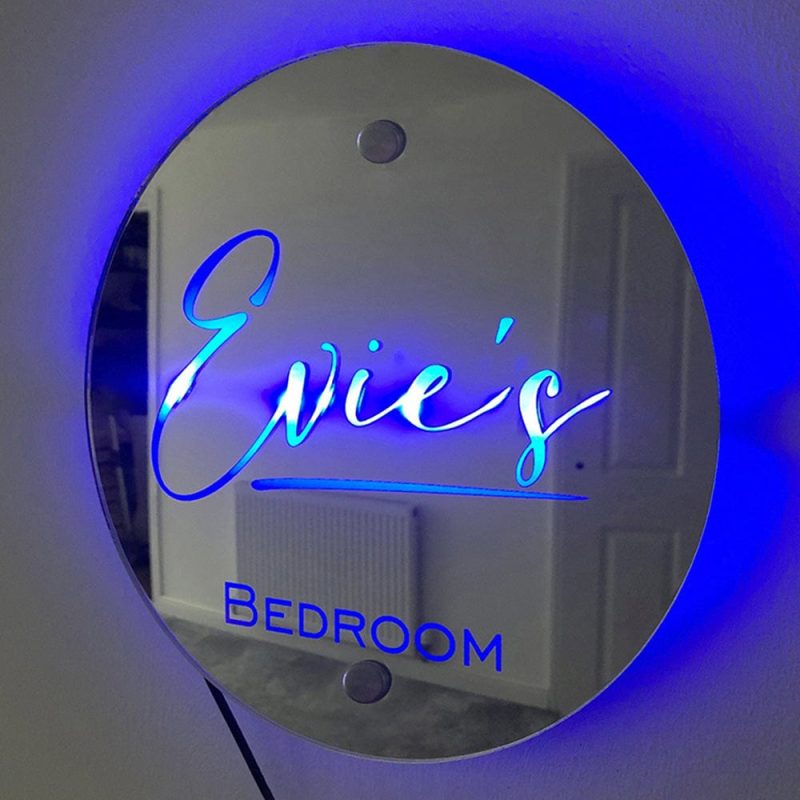Custom Name Round Mirror Marquee Light Gift