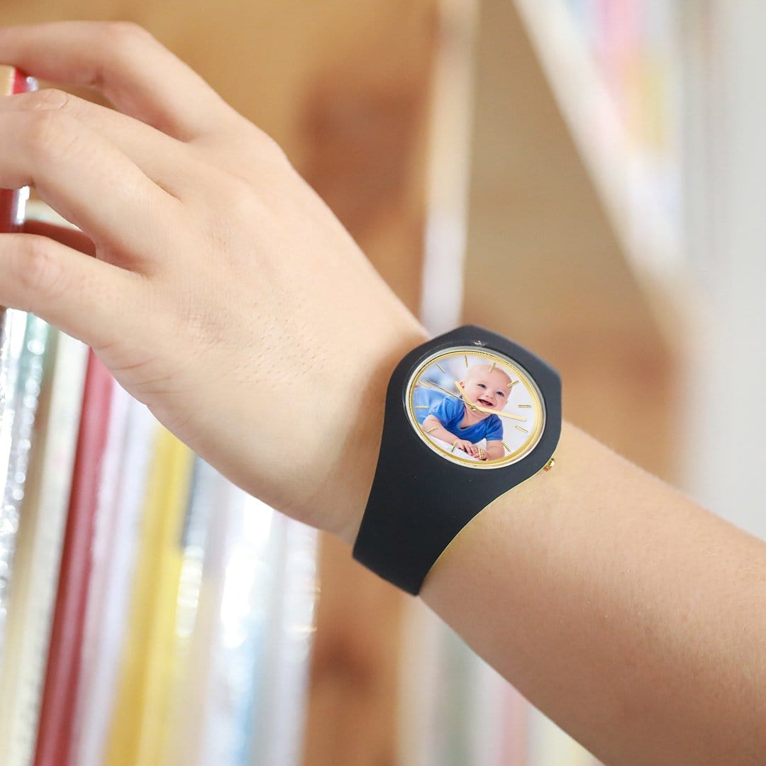 Gift For Kid Custom Photo Watch - Black Silicone - Image 4