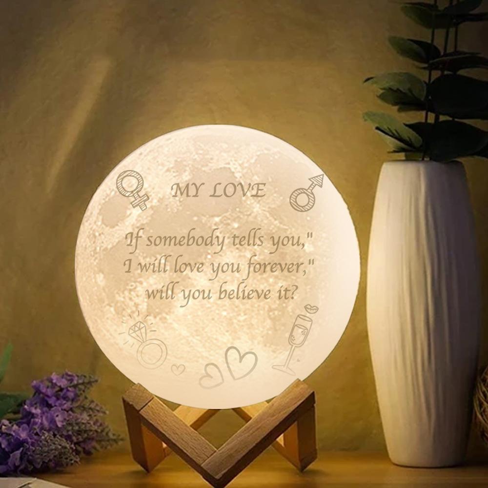 Anniversary Gift Engraved Moon Lamp - Touch Two Colors (15-20cm)